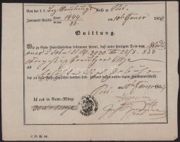 1854 Pest, Wodianer és Fia (Wodianer u. Sohn) német nyelvű nyugta