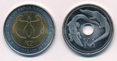 Pápua Új-Guinea 2004. 1K Ni borítású acél + 2008. 2K bimetál T:AU
Papua New Guinea 2004. 1 Kina Ni ...