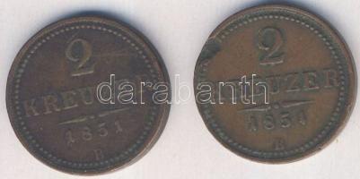 Ausztria/magyar verdejel 1851B 2Kr (2x) T:3 ü.