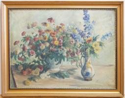 Wilhelm Lajos jelzéssel, Virágcsendélet, olaj-vászon 70x90 cm