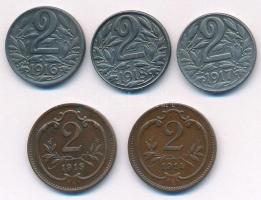 Ausztria 1914-1918. 2h (5xklf) T:AU
Austria 1914-1918. 2 Heller (5xdiff) C:AU