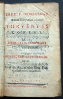 Erdély országának Három Könyvekre osztatott törvényes könyve. Mostan újabban, minden Haza-Fiaknak hasznokra ki-botsáttatott. 4 részben, önálló címlapokkal, Kolosváratt, 1779. Korabeli kopottas aranyozott félbőr kötésben, jó állapotban