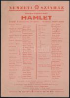 1952 Shakespeare: Hamlet, Nemzeti Színház, villamosplakát, papír, hátoldalán ismertető, Pátria-nyomd...