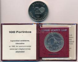 1982. 100Ft Cu-Ni "Labdarúgó világbajnokság 1982" eredeti műbőr tokban + 1985. 100Ft alpak...