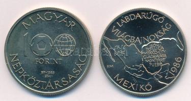 1985. 100Ft alpakka "Labdarúgó Világbajnokság 1986 - Mexikó" kapszulában + 100Ft alpakka &...