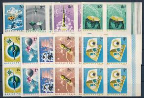 1965 Nyugodt Nap éve vágott sor ívszéli 4-es tömbökben (20.000) (80f és 3Ft rozsdafolt / stain)