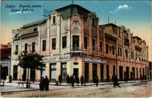 Lugos, Lugoj; Poporul palota, Sternlicht Manó üzlete / palace, shop of Sternlich (EM)