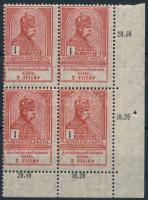 1913 Árvíz 1K ívsarki négyestömb erős elfogazással (62.000)
