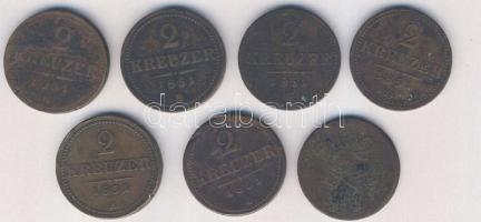 Ausztria/magyar verdejel 1851. 2Kr (7x) 2xB, 4xG, 1xkis G vj-el T:3+,3,4+