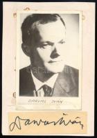 Darvas Iván (1925-2007) színművész aláírása papírlapon azt ő ábrázoló fotó alatt