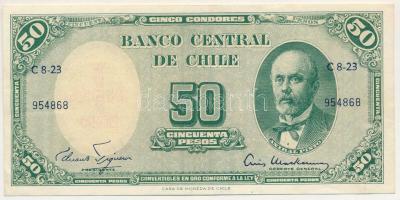 Chile 1960. 50P hátlapon "5c" felülbélyegzéssel T:F szép papír
Chile 1960. 50 Pesos with ...