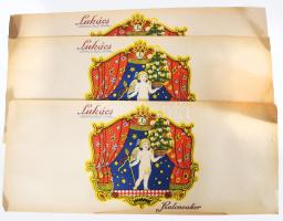 cca 1930 3 db Lukács szaloncukor papír, feltekerve, 19×47 cm