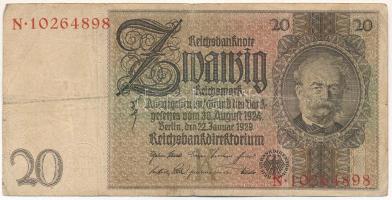 Német Birodalom 1929. 20M T:F,VG
German Empire 1929. 20 Reichsmark C:F,VG
Krause P#181.a