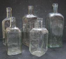 Nagy üveg tétel: benne feliratos, pincetok,gyógyszeres, stb.