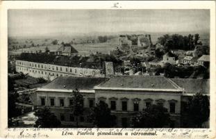 1938 Léva, Levice; Piarista gimnázium, várrom. Hajdu foto / Levicky hrad / grammar school, castle ru...