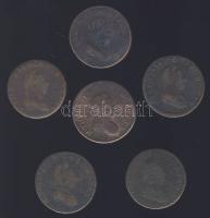 Ausztria 1780-1790. 6db klf verdjelű 1Kr T:vegyes
