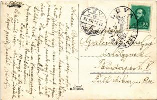 1938 Léva, Levice; várrom, Stefánik szobor, Polgári iskola, Városi szálloda, Tanítóképző / castle ru...