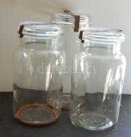 3 db német birodalmi befőző üveg, mindhárom 25 cm magas