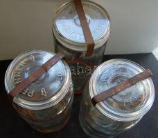 3 db német birodalmi befőző üveg, mindhárom 25 cm magas