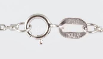 Fehérarany (Au) pávé medálos nyaklánc akvamarinnal, ametiszttel és egyéb drágakövekkel, és gyöngy ék...