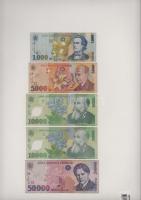 Románia 1996. 50.000L (ragasztott) + 1998. 1000L + 1998. 5000L + 2000. 10.000L (2x) T:F-VG
Romania ...