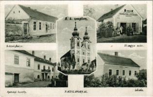 Nagykapornak (Zala), Községháza, Római katolikus templom, Apátsági kastély, iskola, Hangya szövetkez...