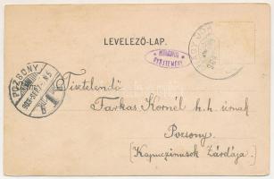 1903 Jóka, Jelka; Farkas kastély, Csendőrlaktanya, Római katolikus templom, Református templom. Gold...
