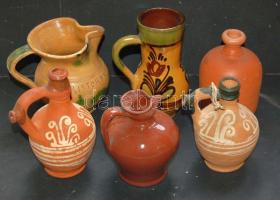 6db klf kis kancsó és köcsög, átlag 12cm-es magassággal, főleg jó állapotban és szebb darabokkal