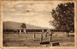Huszt, Chust, Khust; Zákopnicky tábor v Krivé. J. Belza / katonai tábor, barakk / military barracks ...
