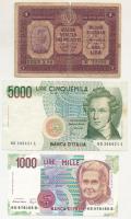Olaszország 1918. Velence / Osztrák-magyar megszállás 1L + 1985. 5000L + 1990. 1000L T:F-VG
Italy 1...
