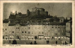 1915 Gorizia, Görz; Piazza Grande / main square, castle, fortress at night in moonlight + "K.U....