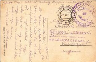 1915 Gorizia, Görz; Piazza Grande / main square, castle, fortress at night in moonlight + "K.U....