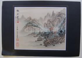 Kínai selyemkép 3 tulajdonosi bélyegzővel / Chinese silk-picture with 3 owner-stamps 50x36 cm