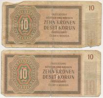 Német Harmadik Birodalom / Cseh-Morva Protektorátus 1942. 10K (2x) T:VG szakadások
German Third Emp...