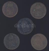 Ausztria 1816. 1Kr (5x) 3xG, 1XB, 1XE verdejellel T:2-,3,3-