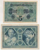 Német Birodalom 1915. 20M + 1917. 5M T:F
German Empire 1915. 20 Mark + 1917. 5 Mark C:F