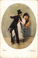 Tango. Dancing couple, lady art postcard. B.K.W.I. 206-3. s: R. Fuchs (EM)