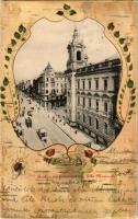 1903 Berlin, Leipzigerstrasse, Ecke Mauerstr. / street, horse-drawn tram. Art Nouveau, floral, litho...