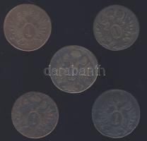 Ausztria 1800. 1Kr (5x) A,B,S,E verdejelekkel T:3,3-