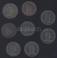 Ausztria 1800. 1Kr (8x) A,B,S,E verdejelekkel T:3,3-