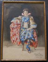 1926 Országh Ilona: Sokác népviseletes lány, vegyes technika-papír, jelzett, keretben 38x28 cm