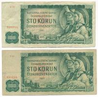 Csehszlovákia 1961. 100K (2x) T:F-VG
Czechoslovakia 1961. 100 Korun (2x) C:F-VG
Krause P#91.b