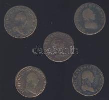 Ausztria 1780S-1790S. 1Kr (5x) T:3,3-