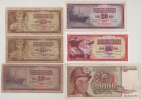 Jugoszlávia 1974. 20D + 1978. 10D (2x) + 20D + 1986. 100D + 1987. 20.000D T:F-VG
Yugoslavia 1974. 2...