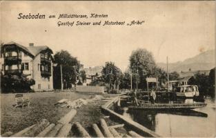 Seeboden am Millstätter See (Kärnten), Gasthof Steiner und Motorboot Aribo. Franz Knollmüller (Graz)...