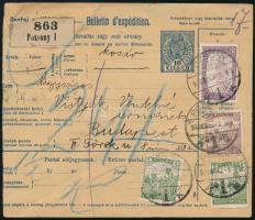 1918 Postai szállítólevél Arató-Parlament 95f bérmentesítéssel "POZSONY"