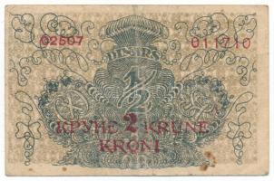 Jugoszlávia / Szerb-Horvát-Szlovén Királyság 1919. 1/2D "02507 011710" piros "2K&quot...