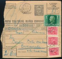 1943 Postai szállítólevél "ÓHÍD" - "CSÍKSZEREDA"