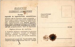 Budapest XII. Svábhegyi Szanatórium, Európa legszebb és legmodernebb szanatóriuma, hátoldalán reklám...