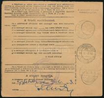 1944 Postai szállítólevél "DÖMSÖD" - "GYIMESFELSŐLOK"